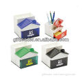 House Shape Plastic Pen Holder with Paper Clip and Note Pad